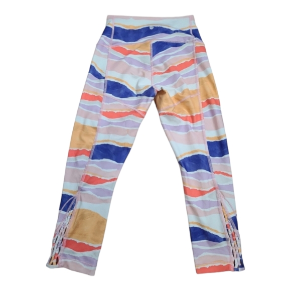 Lululemon True Self Crop Bleacher Stripe White Iris Flower high-rise luon 21"  6 - Picture 3 of 14